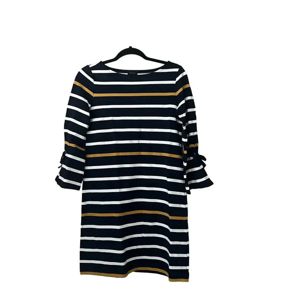 Ann Taylor Factory Dress Stripe Sheath Knee Length Stripe Bell Sleeve XS Work - Picture 1 of 8